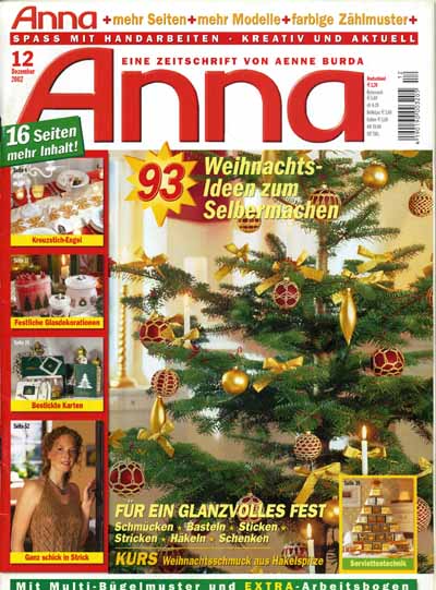 Anna 2002 Dezember Kurs: Weihnachtsschmuck aus Hkelspitze